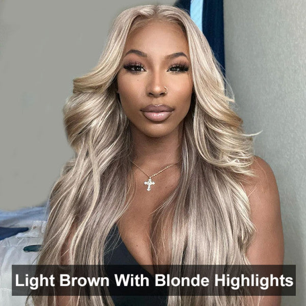 ZSFOQQ Highlight 13x4 Hottest Long P18/613 Blonde Straight Human Hair Wigs Blonde Hair With Highlights Lace Wig for Women Wig for Girl Looking Wigs