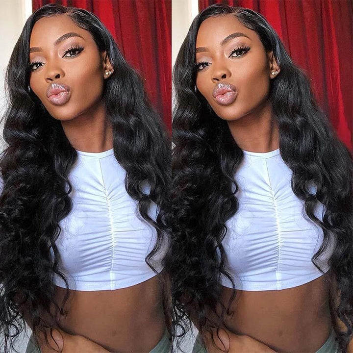 ZSFOQQ 13x4 Body Wave HD Lace Frontal Wig Long Human Hair Wigs