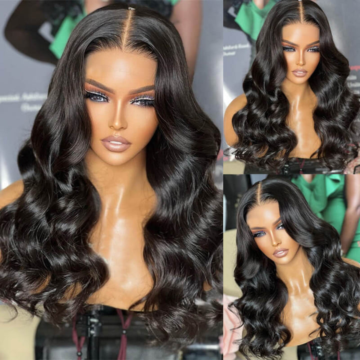 ZSFOQQ 13x4 Body Wave HD Lace Frontal Wig Long Human Hair Wigs