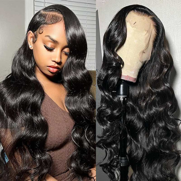 ZSFOQQ Body Wave HD Lace Wig Glueless 13x4 Lace Front Wigs Pre Plucked Human Hair Wig