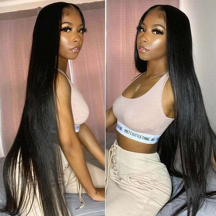 ZSFOQQ 34-36 Inch Transprent Lace Wig Straqight 13×4 Full Lace Frontal Density 250% Wigs Long Hair Wigs