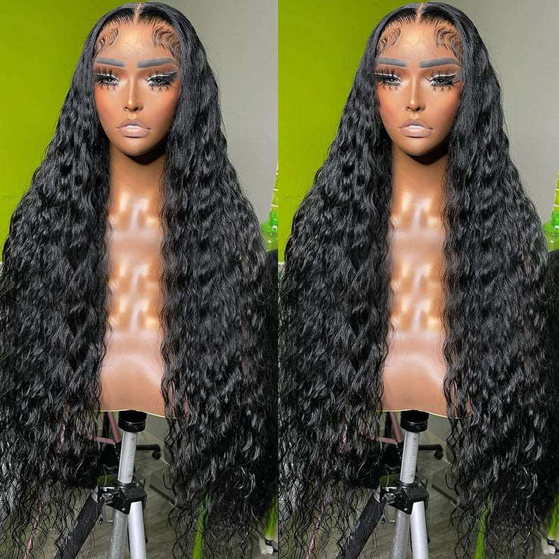 ZSFOQQ Hair Deep Wave Hair 360 HD Lace Wigs Ultra Soft HD Film Lace Wigs | Real HD Wig Human Hair Wig