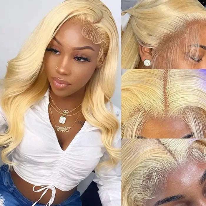 ZSFOQQ Hair Honey Blonde Body Wave Hair Styles 613 Hair Color 13x4 HD Lace Front Human Hair Wigs