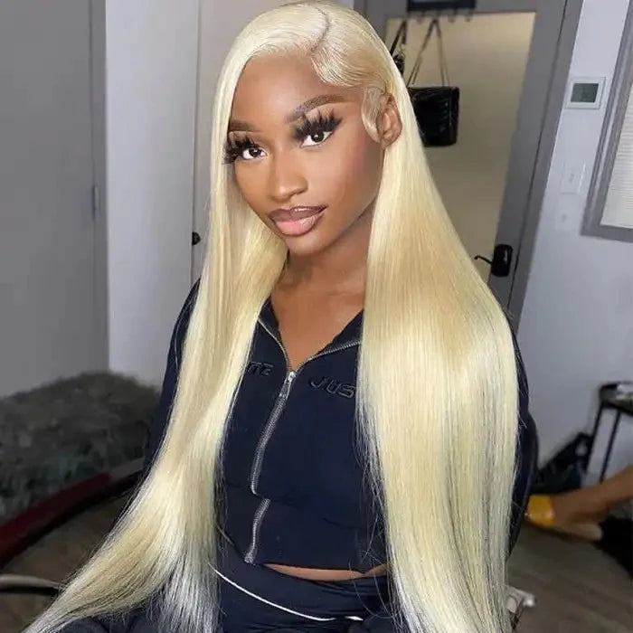 ZSFOQQ Hair 613 Blonde 13x4 HD Lace Front Wig Straight Lace Frontal Brazilian Human Hair Wig