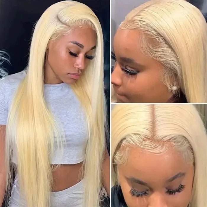 ZSFOQQ Hair 613 Blonde 13x4 HD Lace Front Wig Straight Lace Frontal Brazilian Human Hair Wig