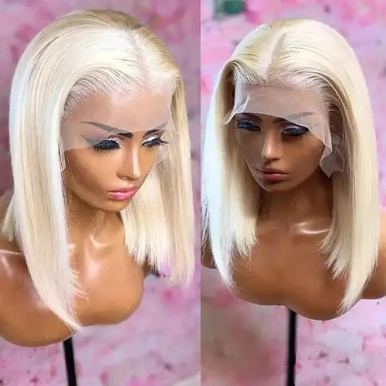 ZSFOQQ Hair #613 Blonde 13x4 Short Bob Lace Front Wig Straight Hair Undetectable Lace Wig Pre Plucked With Baby Hair Natural Hairline Glueless Human Hair Wig