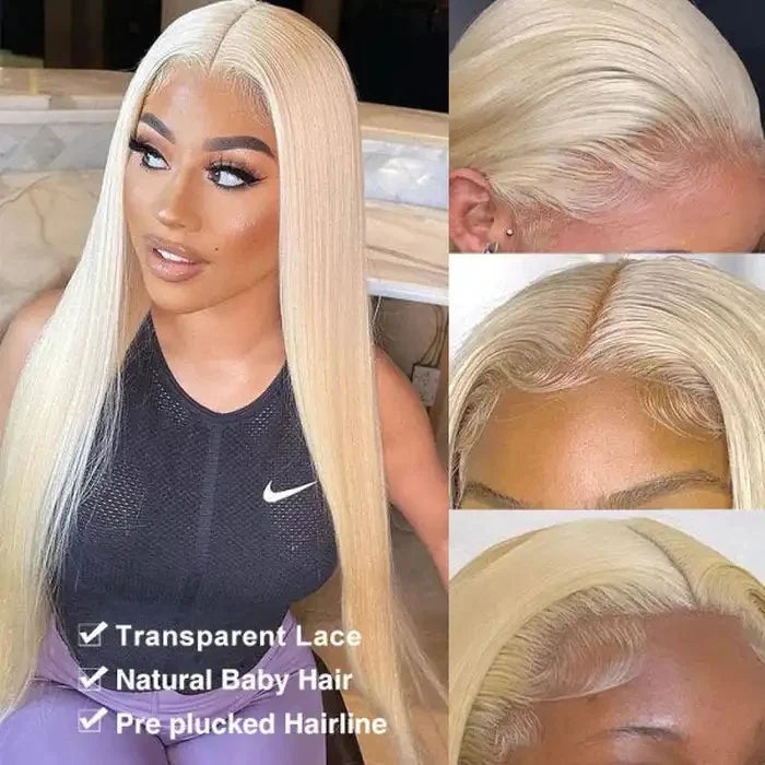 ZSFOQQ Hair 613 Blonde 13x4 HD Lace Front Wig Straight Lace Frontal Brazilian Human Hair Wig