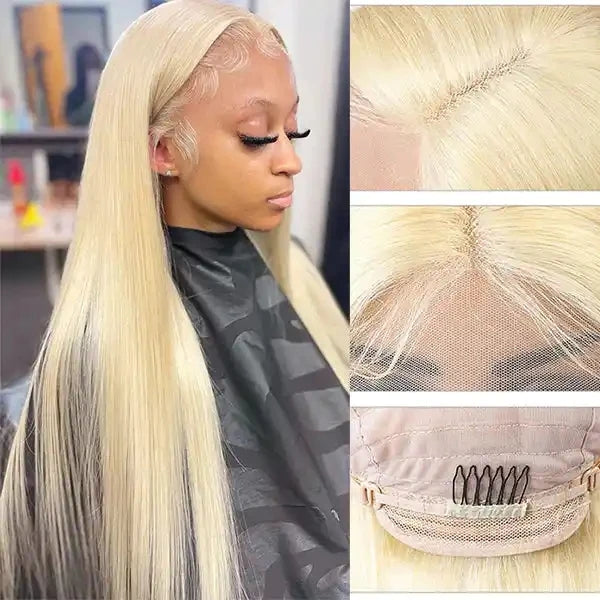 ZSFOQQ Hair 613 Blonde 13x4 HD Lace Front Wig Straight Lace Frontal Brazilian Human Hair Wig