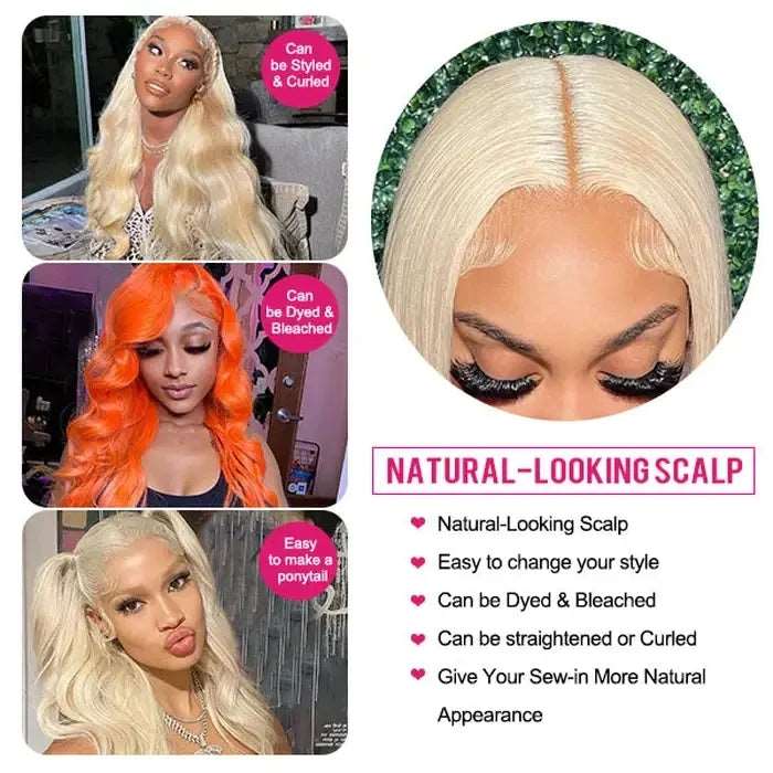 ZSFOQQ Hair Honey Blonde Body Wave Hair Styles 613 Hair Color 13x4 HD Lace Front Human Hair Wigs