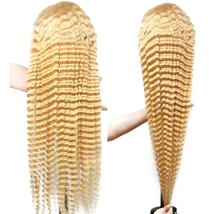 ZSFOQQ Hair Deep Wave 13x4 HD Lace Frontal Wig 613 Honey Blonde Wig Human Hair Wigs