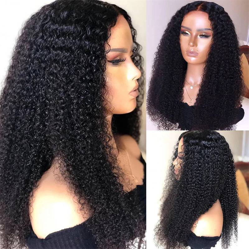 ZSFOQQ Wig Wear Go Glueless Breathable Cap Pre Bleached Knots Kinky Curly Human Hair Wig Quick Install 4x4 5x5 13x4 Pre Cut Lace Closure Wig For Women