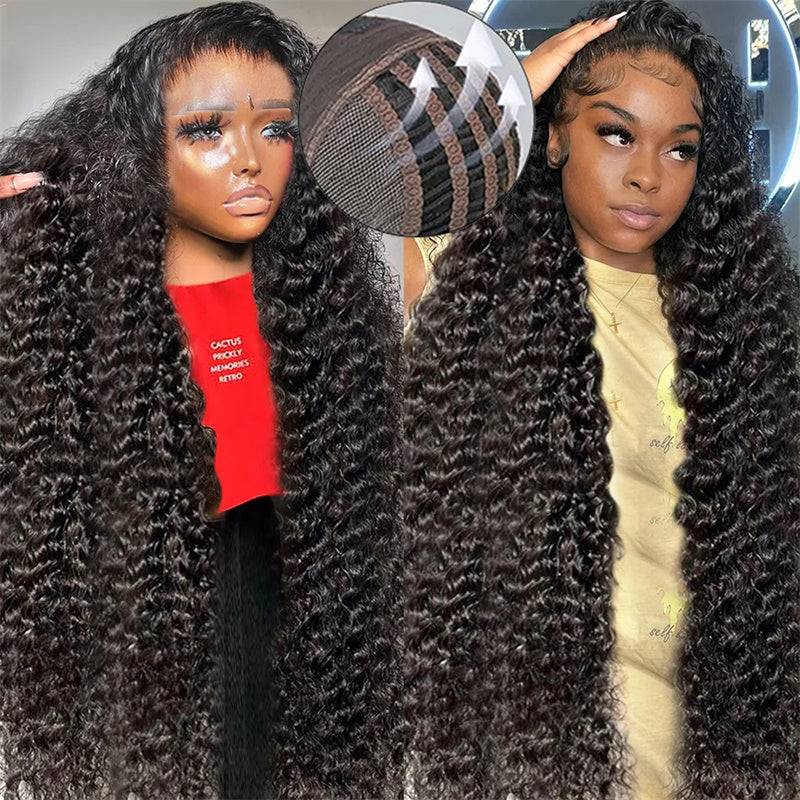 ZSFOQQ Wig Wear Go Glueless Breathable Cap Pre Bleached Knots Kinky Curly Human Hair Wig Quick Install 4x4 5x5 13x4 Pre Cut Lace Closure Wig For Women