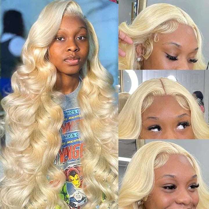 ZSFOQQ Barbie Wig 5x5 HD Lace 613 Blonde Glueless Closure Wigs Body Wave Human Hair Wig 32 Inch 200% Density