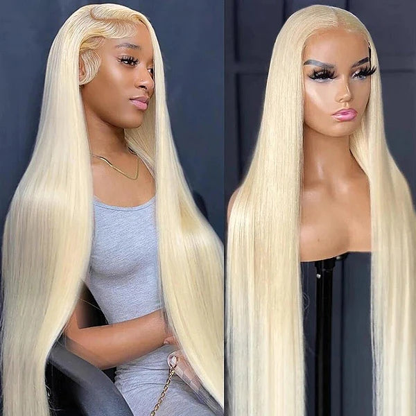 ZSFOQQ 613 Blonde Straight Hair 13x4 HD Lace Front Wig Pre Plucked Long 40 Inch Human Hair Wigs Glueless HD Lace Wig