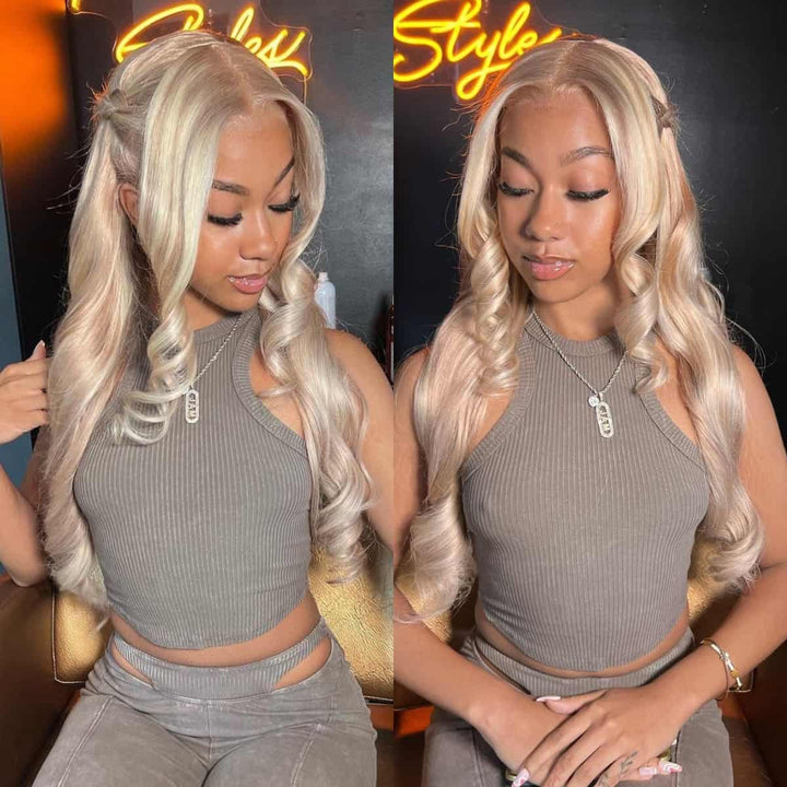 ZSFOQQ Customized Blonde Balayage on Brown Hair Transparent 13x4 &13x6 Lace Frontal Wig