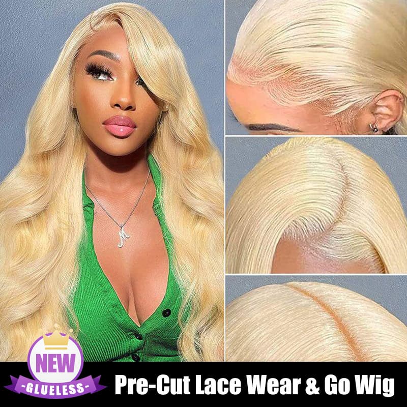 ZSFOQQ Pre Cut Lace | Upgrade Airy Cap 613 Blonde Easy Wear And Go 13X4/6X5 Body Wave/Straight HD Lace Frontal Wig