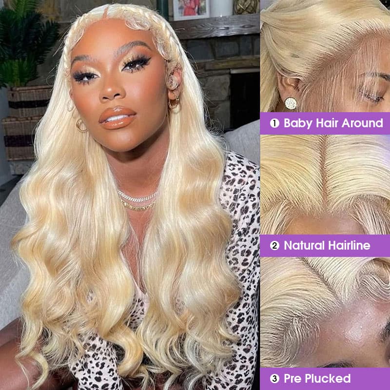 ZSFOQQ Pre Cut Lace | Upgrade Airy Cap 613 Blonde Easy Wear And Go 13X4/6X5 Body Wave/Straight HD Lace Frontal Wig