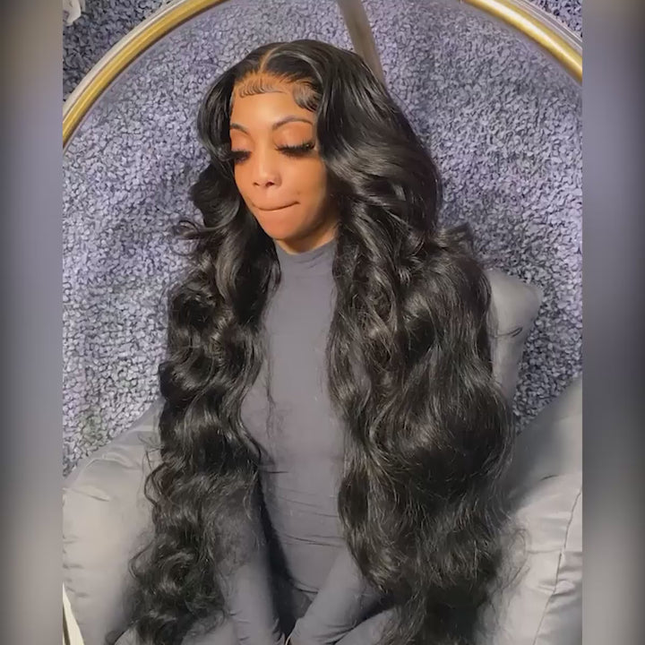 ZSFOQQ Body Wave Skin Melt HD Lace Closure Human Hair Wig