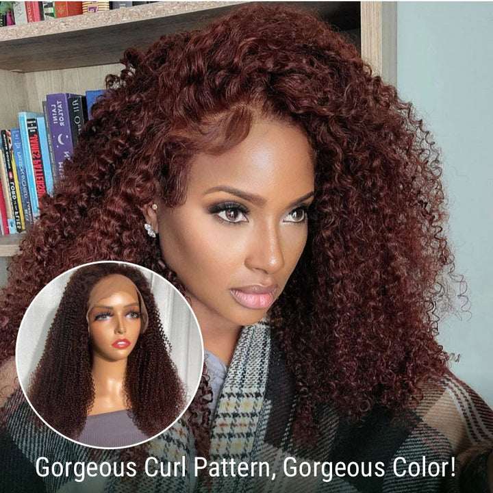 ZSFOQQ Hair Reddish Brown #33 Curly 13x4 Lace Wig Frontal Wig For Women.