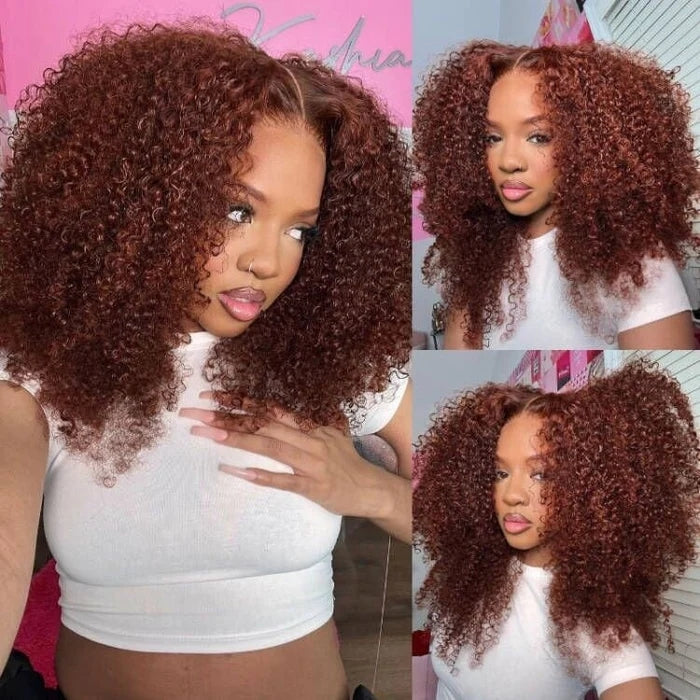 ZSFOQQ Hair Reddish Brown #33 Curly 13x4 Lace Wig Frontal Wig For Women.