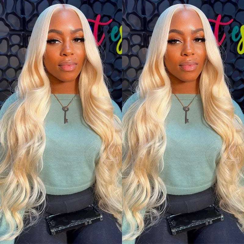 ZSFOQQ Barbie Wig 5x5 HD Lace 613 Blonde Glueless Closure Wigs Body Wave Human Hair Wig 32 Inch 200% Density