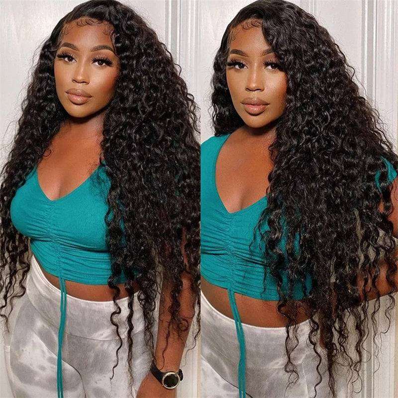 ZSFOQQ Breathable & Affordable Water Wave Wear Go Glueless Human Hair Wig 4x4 5x5 13x4 Pre Cut L ace Frontal Wig Bleached Knots Pre Plucked Hairline.