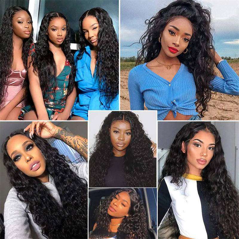 ZSFOQQ Breathable & Affordable Water Wave Wear Go Glueless Human Hair Wig 4x4 5x5 13x4 Pre Cut L ace Frontal Wig Bleached Knots Pre Plucked Hairline.