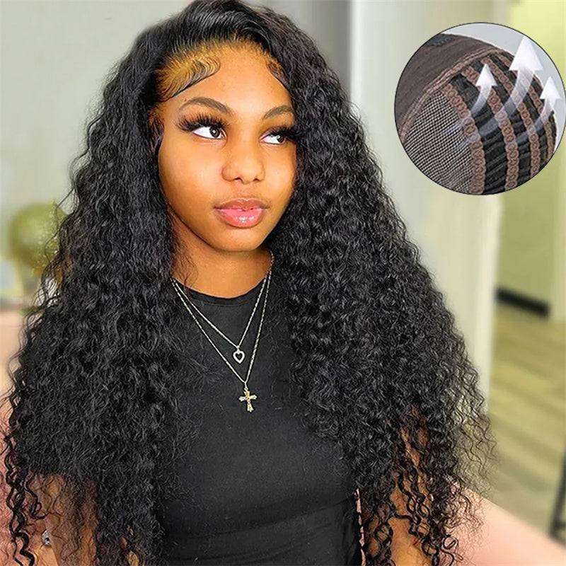 ZSFOQQ Breathable & Affordable Water Wave Wear Go Glueless Human Hair Wig 4x4 5x5 13x4 Pre Cut L ace Frontal Wig Bleached Knots Pre Plucked Hairline.