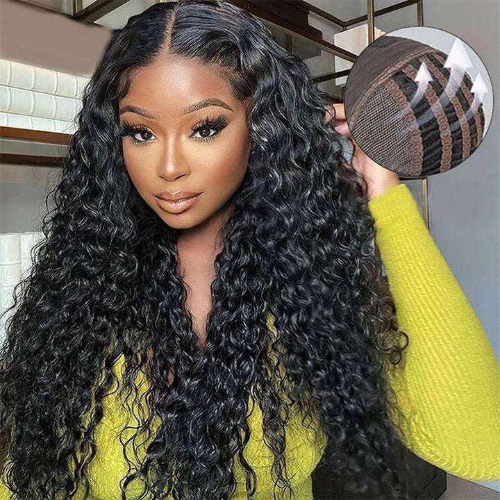 ZSFOQQ Breathable & Affordable Water Wave Wear Go Glueless Human Hair Wig 4x4 5x5 13x4 Pre Cut L ace Frontal Wig Bleached Knots Pre Plucked Hairline.