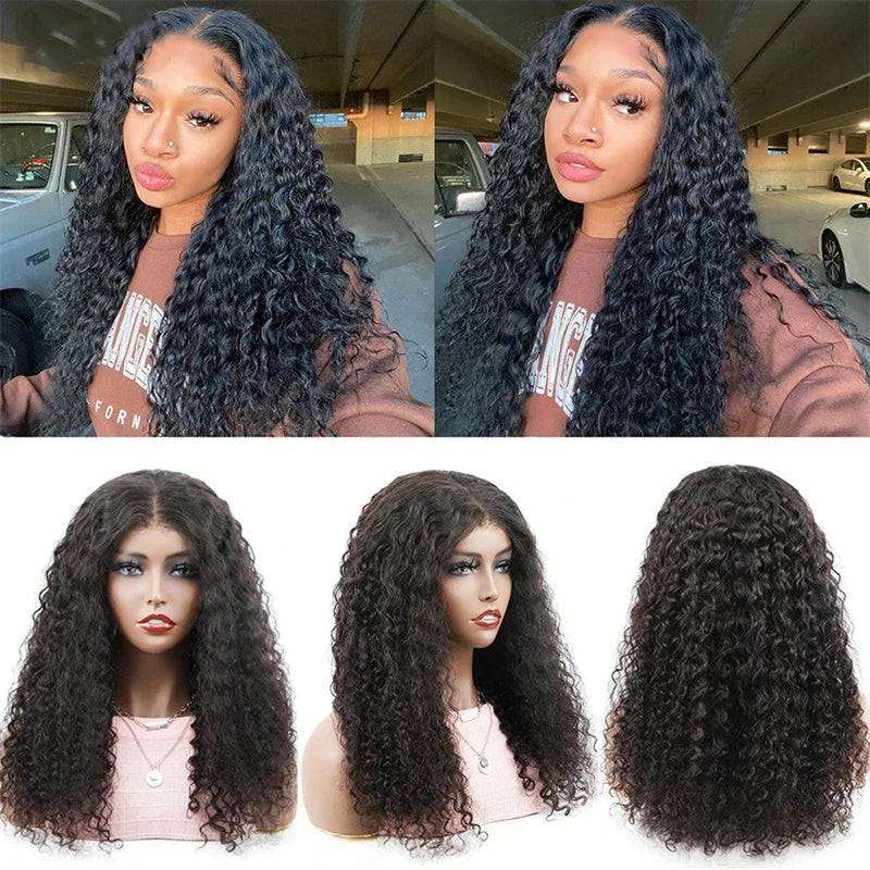 ZSFOQQ Breathable & Affordable Water Wave Wear Go Glueless Human Hair Wig 4x4 5x5 13x4 Pre Cut L ace Frontal Wig Bleached Knots Pre Plucked Hairline.